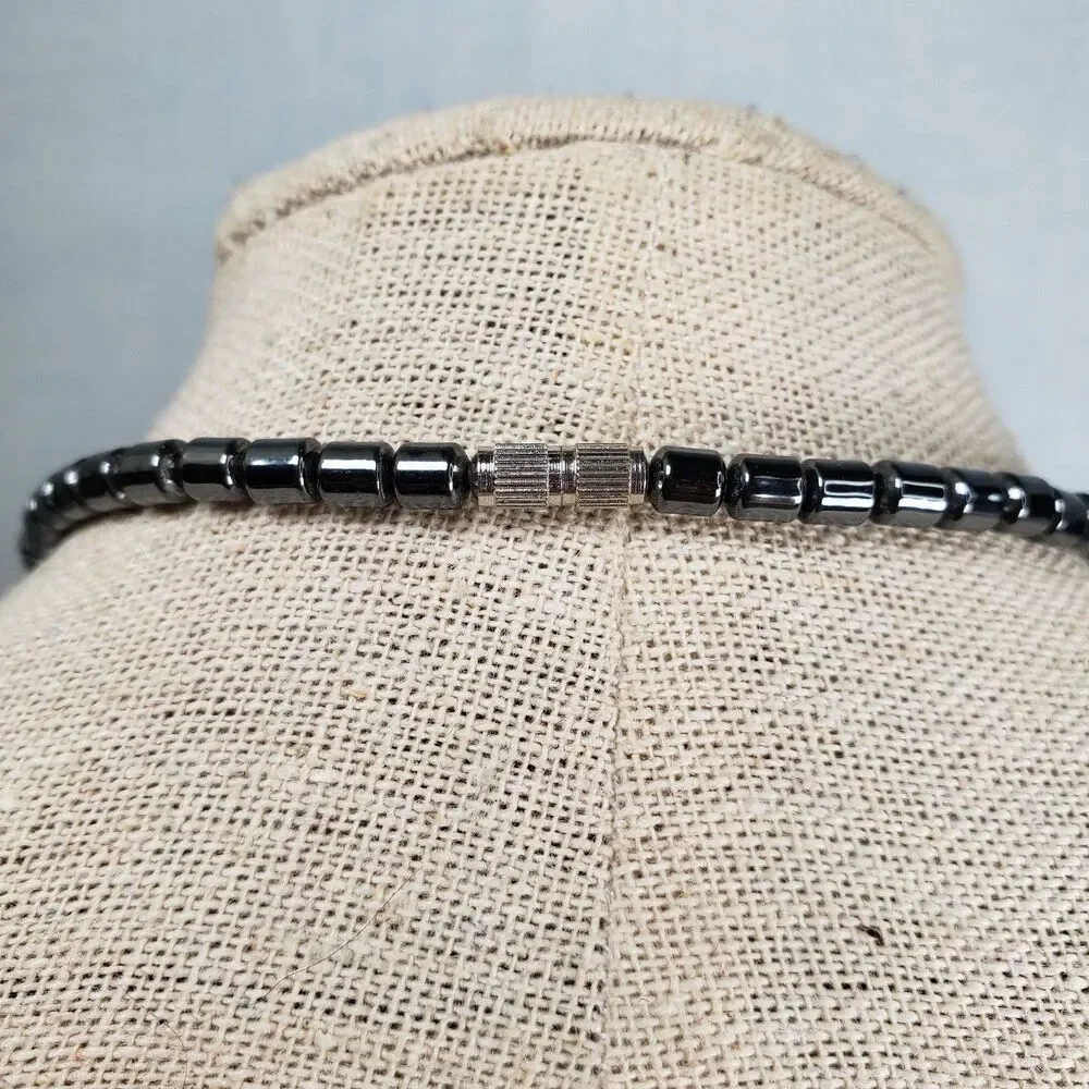 Carved Hematite & Tigers Eye Gator Pendant 17